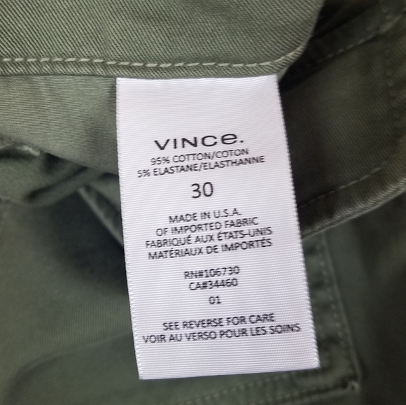 NWOT VINCE Army Green Stretch Twill Skinny Cargo Pants - Picture 11 of 13